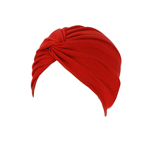 Vobony Sombrero turbantes para Mujer Pañuelo para la Cabeza Algodón Cómodo Turbante Mujer Cancer Sombrero Quimioterapia Gorro para Quimio Oncológicos Pèrdida de Pelo Cabello Dormir (rojo)