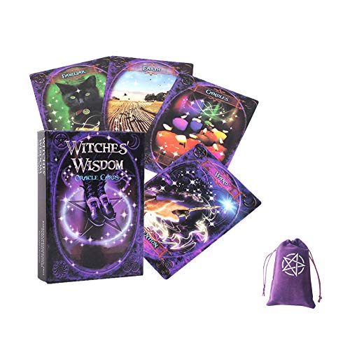 Witches Wisdom Oracle Card 48 Uds Oracle Tarot Cards Board Deck Games Naipes para Juegos de Fiesta,Deck Game,with Bag