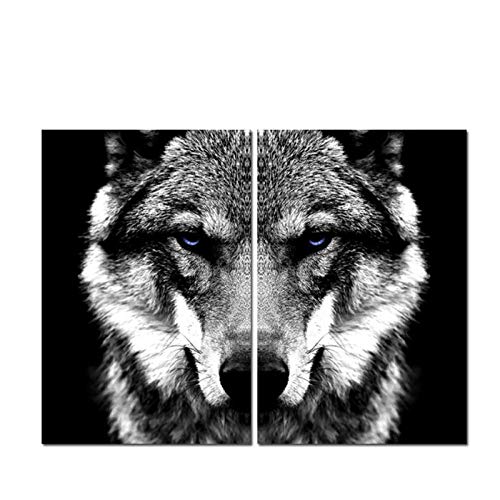 WLKQY Cabeza de lobo blanco y negro Decoración nórdica Animales modernos Imágenes artísticas de pared en lienzo Carteles e impresiones para la sala de estar - 30x40cmx2 sin marco WLKQY Cabeza de lobo blanco y negro Decoración nórdica Animales modernos Imágenes artísticas de pared en lienzo Carteles e impresiones para la sala de estar - 30x40cmx2 sin marco