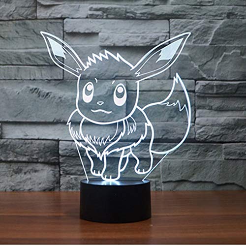 WoloShop Lampara LED Pokémon Eevee Cambia Color USB Luz Nocturna