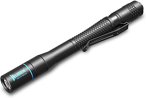 WUBEN Mini Linterna bolígrafo LED, 200Lúmenes estilo boli con enganche para bolsillo, con 2 pilas AA, 5 años de garantia