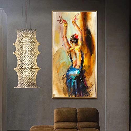 wZUN Pintura al óleo Abstracta de Bailarina Bailarina en Lienzo póster e Impresiones en la Imagen de Arte de Pared de la Sala de Estar 60x120 Sin Marco