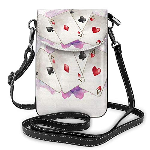 XCNGG bolso del teléfono Watercolor Playing Cards Cell Phone Purse Crossbody Bag Pouch Shoulder Bags Wallet For Women Girls Travel Wedding