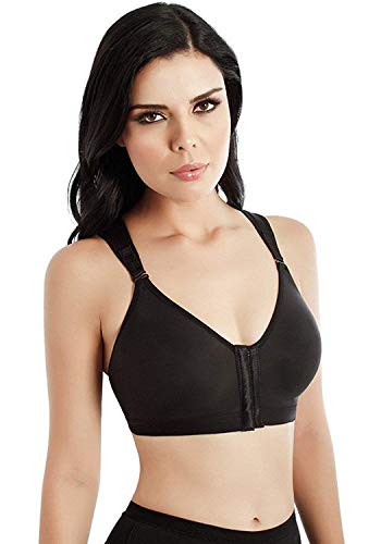 YIANNA Mujer Cierre Delantero Sujetadores Deportivos Post Operatorio con Soporte de Espalda Sin Costura Negro, 128 Size 2XL YIANNA Mujer Cierre Delantero Sujetadores Deportivos Post Operatorio con Soporte de Espalda Sin Costura Negro, 128 Size 2XL