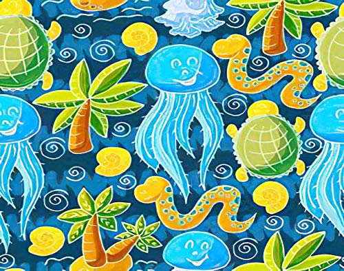 Y·JIANG Ocean Paint by Numbers, Underwater World Marine Summer Palm Tree Turtle Snake Medusas, Lienzo acrílico al óleo por números para adultos y niños, decoración de pared, 50 x 50 cm