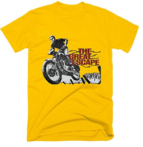 YOUE The Great Escape, 1963,Drama, Old Movie,Mens T-Shirt, Size S-5XL,Yellow,2XL