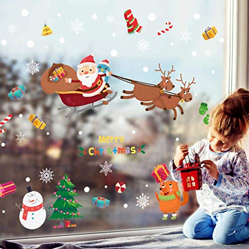 ZHTY Christmaslsquo; 120x80cm Feliz Navidad Pegatinas de la Ventana extraíble PVC de la Pared STCIKER E Muñeco de Nieve Decoración del hogar Decal Showcase Vidrio Mural Song