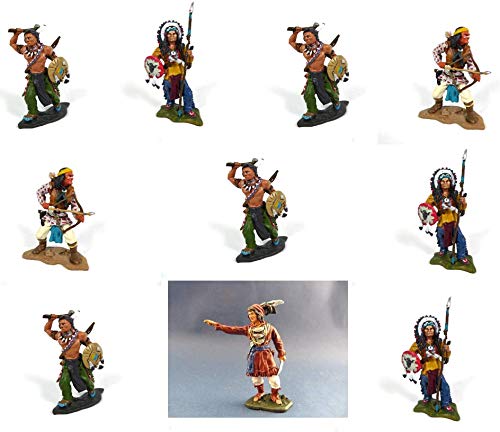 - Lote de 10 estatuillas de Indios Americanos: Geronimo, Toro Sentado, Lucero del Alba, Osceola en Metal, 7cms (indi1)