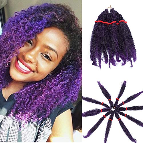 11"(27cm) SEGO 3PCS Extensiones Africanas de Pelo Sintético [Afro Kinky Bulk] #Negro Natural a Violeta Cabello Se Ve Natural Crochet Braiding Twist Hair (120g)