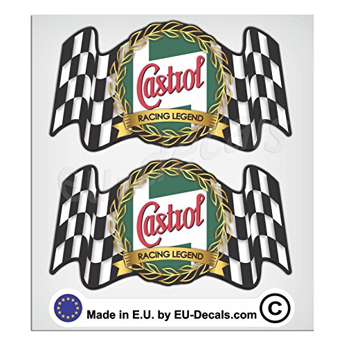 2X 92mm-3.63" Vintage Castrol motor oil Racing Legend Laminated Decal Sticker by MioVespa Collection