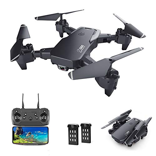 3T6B Drone con 1080P HD Cámara, Modo sin Cabeza, Retorno con un Botón, Flotar, Foto Gestos, Vuelo de 22 Minutos, 2 Baterías Modulares, Quadcopter Controlado App para Principiantes, Negro