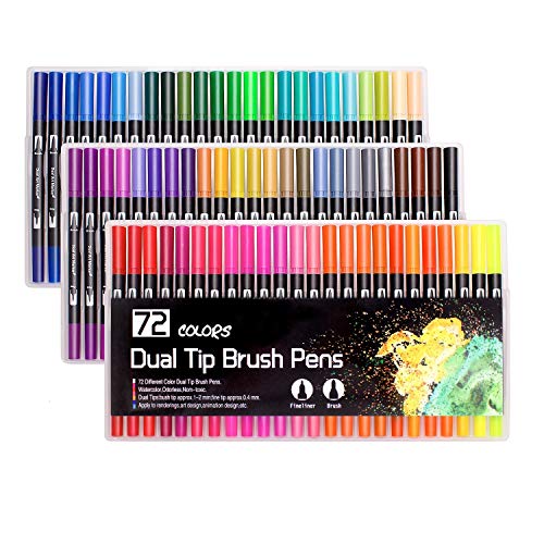 72 colores bolígrafos de doble punta, bolígrafos con punta de fieltro, bolígrafos para colorear para adultos y niños, pintar, colorear, dibujar, dibujar (negro)