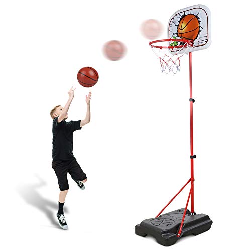 Abree Canasta Baloncesto Infantil Ajustable 170CM Canastas de Baloncesto Exterior con Soporte para Ejercicio de Niños Abree Canasta Baloncesto Infantil Ajustable 170CM Canastas de Baloncesto Exterior con Soporte para Ejercicio de Niños