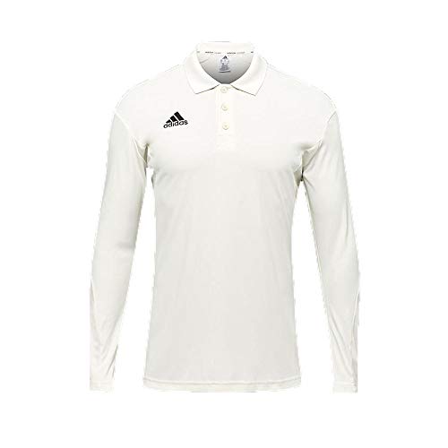 Adidas Howzat - Polo de manga larga para hombre, color blanco Blanco blanco XS