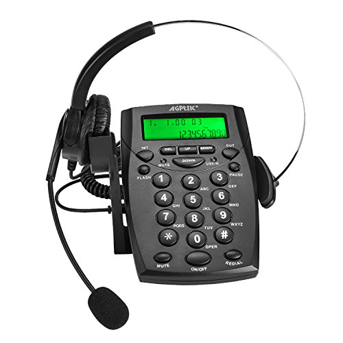 AGPtek - Business/Centro de Llamadas Teclado Auricular Teléfono con Tono Dial Key Pad & rellamar, Color HA0021