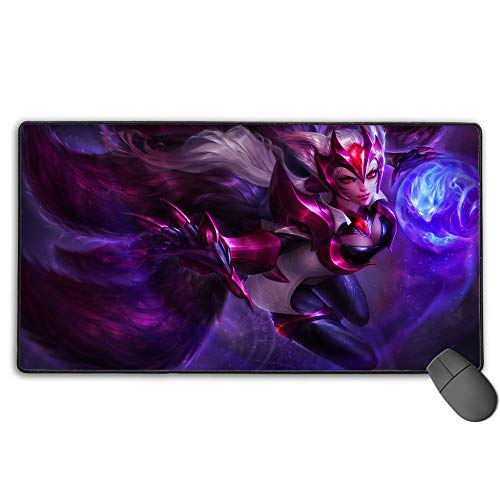 Alfombrilla de ratón para juegos para League Legends Ahri Challenger, alfombrilla de escritorio grande impermeable antideslizante de goma ultra gruesa 3 mm x 80 cm