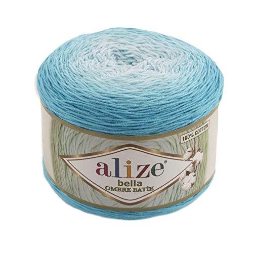 Alize Bella Ombre Batik 100% algodón 1 madeja grande 250 gr 900 m 984 yardas