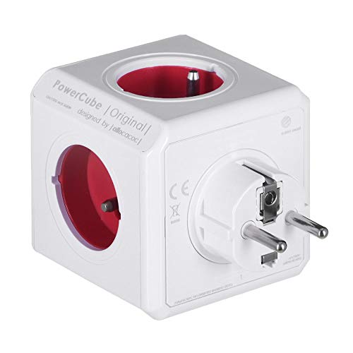 Allocacoc PowerCube Original Type E Interior 5AC Outlet(s) Rojo Base múltiple - Bases múltiples (Interior, 5 Salidas AC, Tipo E (FR), Rojo, CE, 16 A)