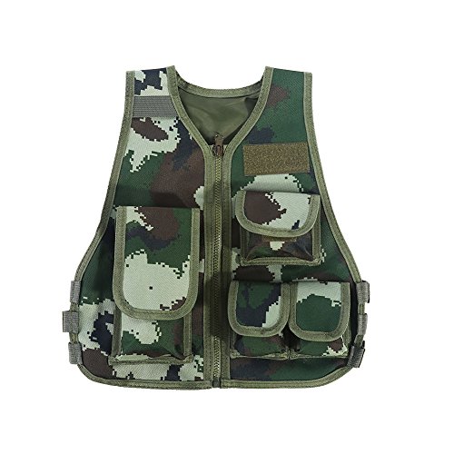 Alomejor - Chaleco de combate para niños, camuflaje con múltiples bolsillos para juegos de caza al aire libre, Jungle Camouflage, Large