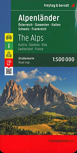 Alpenländer: Österreich, Slowenien, Italien, Schweiz, Frankreich / Alps: Austria, Slovenia, Italy, Switzerland, France- Road map 1:500 000 (Auto karte)