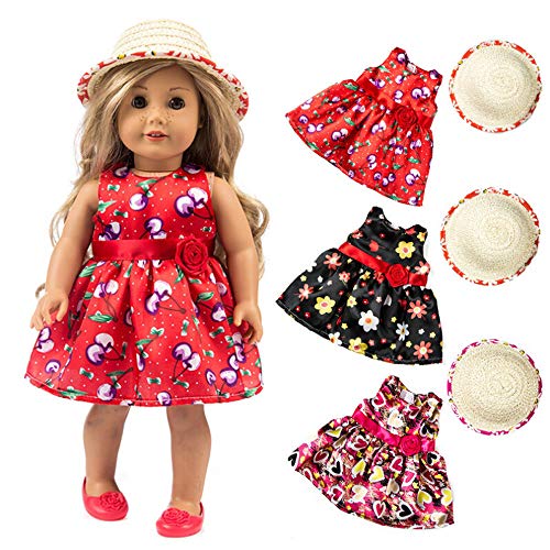 American Girls Muñecas Ropa - Conjunto de Vestido Floral + Sombrero para American Girl 18 Pulgadas - Muñecas Fashion y Accesorios Doll Ropa Set (Hot Pink) American Girls Muñecas Ropa - Conjunto de Vestido Floral + Sombrero para American Girl 18 Pulgadas - Muñecas Fashion y Accesorios Doll Ropa Set (Hot Pink)