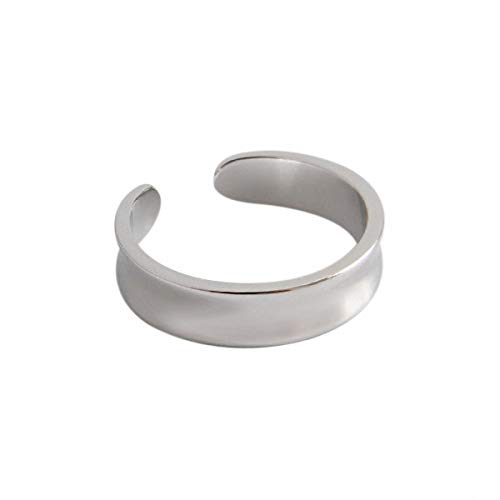Anillo de plata de ley maciza de Esberry, sencillo, brillante, cóncavo, anillo de cola, natural, creativo, hecho a mano, joyas únicas, regalo para mujeres