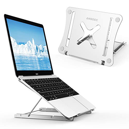 ANSGEC Soporte Portatil, Todo aluminio estable soporte para portatil, Anti-scratch, 12 Ángulos Ajustables soporte ordenador portátil, Refrigeración laptop stand para Macbook DELL, HP, PC y Otro 11-17”