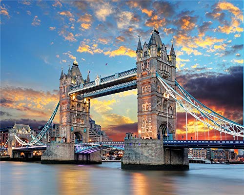 Aymsm Rompecabezas de 1000 Piezas, Londres, Tower Bridge, World Landscape Puzzle