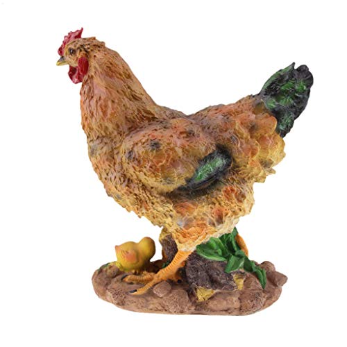 Backbayia - Estatua de pollo de resina, diseño de gallo, color marrón