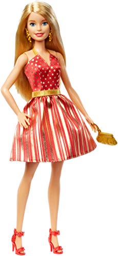 Barbie Collector - Muñeca Navidad 2019 con vestido rojo y dorado brillante (Mattel GFF68)