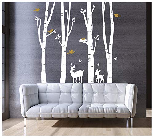 BDECOLL Vinilo Adhesivo de Pared Extraíble Mural Decoración-Ciervo de Mon-bebé con árbol-Pegatina de pared Decoración