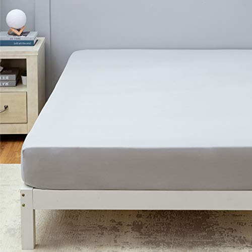 Bedsure Sabanas Bajeras 150x200 Ajustables - Bajera Cama 150 Barata Cómoda, Sabanas 150x190/200 Colchon 30 cm de Microfibra Cepillada Suave, Gris Claro