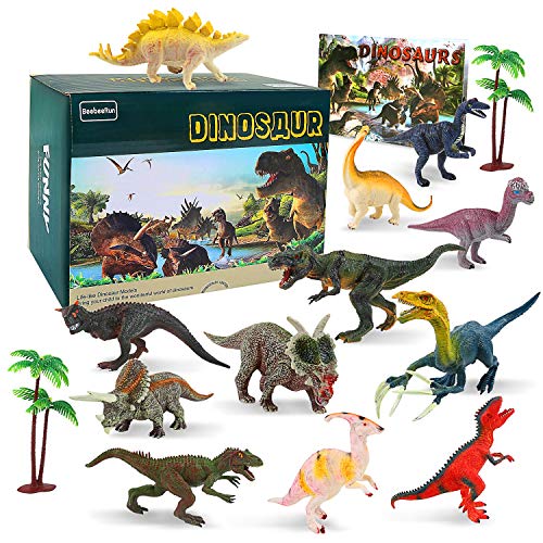 BeebeeRun Juego de Dinosaurios,Figura de Dinosaurio 15 PCS Dinosaurios de Juguete Set Regalo para Chicos Niños