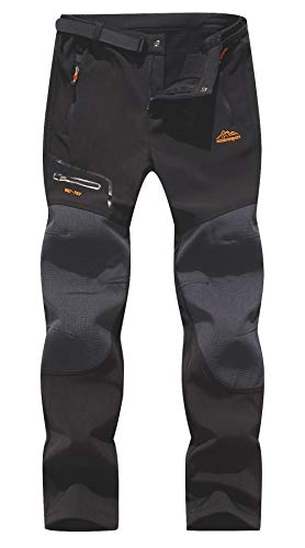 BenBoy Pantalones de Montaña Hombre Impermeables Invierno Calentar Pantalones Trekking Escalada Senderismo Softshell,KZ1602-Black4-M