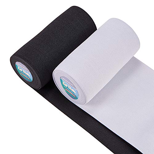 BENECREAT 2 Rollos Banda Elástica 120mm de Ancho Nergro y Blanco Estiramiento Pesado Tejido de Alta Elasticidad para Coser (sobre 2.7m / Rollo) BENECREAT 2 Rollos Banda Elástica 120mm de Ancho Nergro y Blanco Estiramiento Pesado Tejido de Alta Elasticidad para Coser (sobre 2.7m / Rollo)