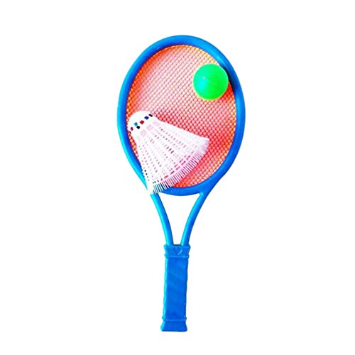 BESPORTBLE Juego de raquetas de tenis para niños con pelota, de plástico, para niños pequeños, para deportes al aire libre, playa, juguete, color aleatorio