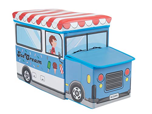Bieco 04000510 Icecreme - Caja de almacenamiento infantil y banco (55 x 26,5 x 31,5 cm aprox, con diseño de camión de helados)