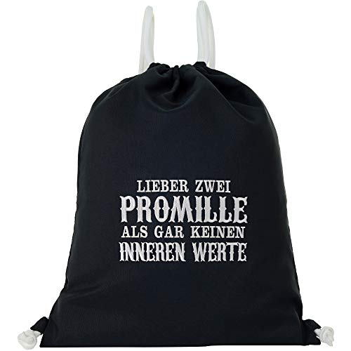 Bolsa de deporte impermeable negra con texto en alemán "Lieber Zwei Promille ALS GAR Keine Inneren Valores" Gymsack hombre Gym Bag Hipster Bag Bolsa de Alcohol Mujer Daypack Teenager