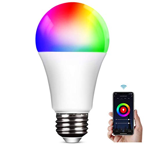 Bombilla LED Inteligente WiFi，Mmester E27 9W Bombilla Luces Cálidas RGB 2800k-6200k Ajustable y Lámpara Multicolor Funciona con Alexa, Google Home