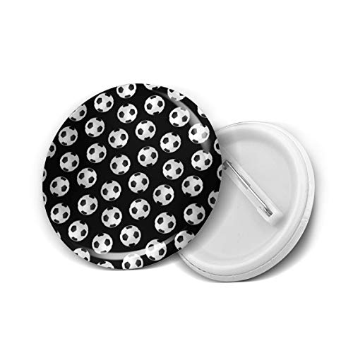 Botones redondos de 4,5 cm con diseño de pelota de fútbol, color negro, con clip para insignias y botones de ropa, 1 paquete