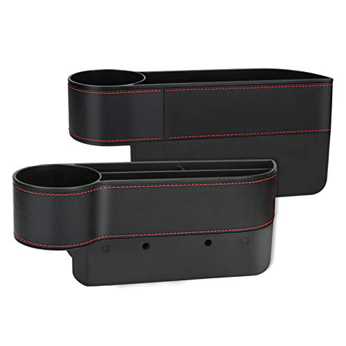 Brynnl multifuncional organizador de bolsillo lateral para asiento de coche de cuero PU con tarjetero y portavasos para asiento del conductor y del pasajero (negro) Brynnl multifuncional organizador de bolsillo lateral para asiento de coche de cuero PU con tarjetero y portavasos para asiento del conductor y del pasajero (negro)