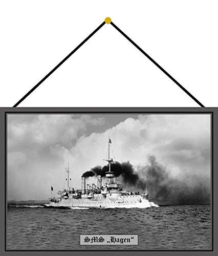 Buddel-Bini Versand - Cartel decorativo (metal, 20 x 30 cm, con cordel), diseño de barco de guerra