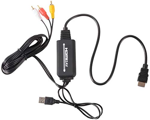 Cable HDMI a RCA,HDMI a AV 3RCA CVBs Video Compuesto Cable de Audio convertidor Compatible con PAL/NTSC para Fire Stick/Roku/Chromecast / PS4, DVD/HDTV/Laptop/Xbox Etc (Negro)