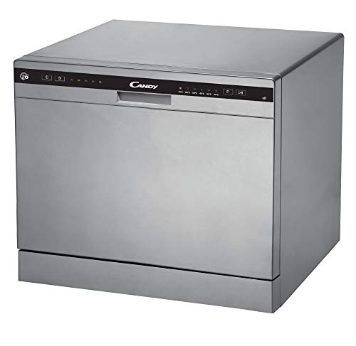 Candy CDCP 6S - Lavavajillas pequeño, Altura 43,8 cm, 6 servicios, 6 Programas, Sistema antidesbordamiento, Inicio diferido, Clase A+, 51dB, Inox