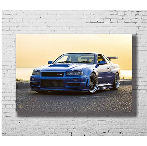 Carteles E Impresiones Nissan Skyline R34 GT-R GTR Muscle Car LW-Canvas - 21 Art Poster Canvas Painting Home Decor No Frame 40X60Cm