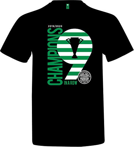 Celtic FC - Camiseta Oficial para Hombre/niño - «Champions 9 In A Row» (Campeones 9 Veces seguidas) - Negro - 7-8 años Celtic FC - Camiseta Oficial para Hombre/niño - «Champions 9 In A Row» (Campeones 9 Veces seguidas) - Negro - 7-8 años