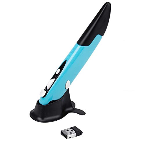 CestMall 2.4GHz USB Inalambrico Óptico Pen Mouse Ajustable 800/1200/1600 dpi Ratón Inteligente de Escritura a Mano para Computadora Portátil Android Tablet PC-Azul