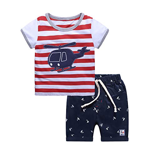 Chandal Verano Niño Conjunto Camiseta y Pantalon Corto Chandal Deportivo Pijama Algodon Disfraz Avión Ropa 2-3 Años