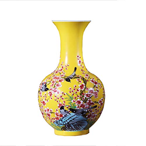 CKH Amarillo Chino hogar Sala de Estar Decoraciones artesanales pintadas a Mano Botella de Porcelana jingdezhen jarrón de cerámica decoración arreglo Floral
