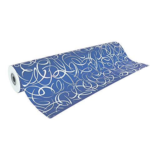 Clairefontaine 211953C – Bobina de papel de regalo Premium 50 x 70 cm, 80 g, color plateado y fondo azul